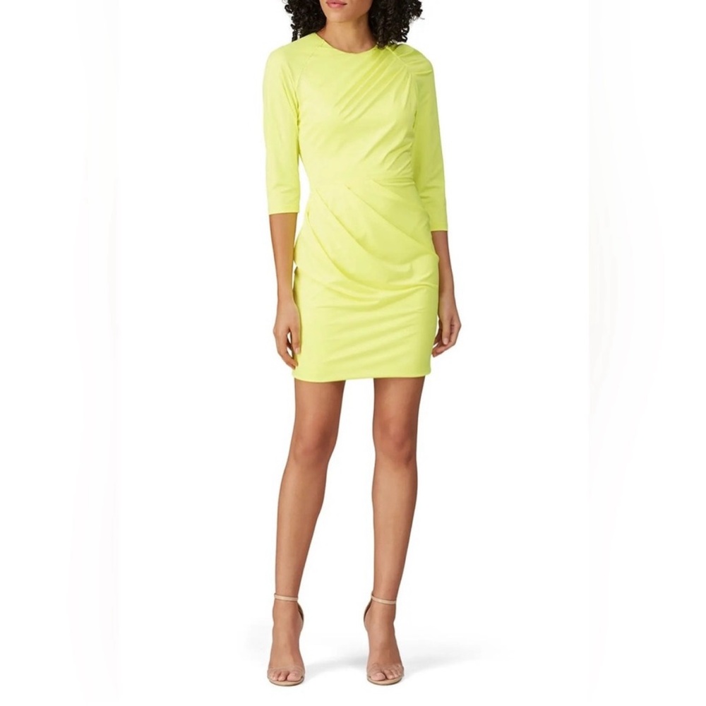 Black Halo Yellow Bodycon Dress 3/4 Cuffed Sleeves